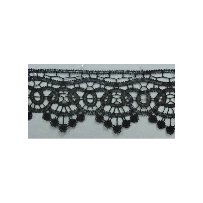 142108-02 PUNTILLA GUIPUR INDIA 65 MM. POLIESTER 100% NEGRO Venta en piezas de 19.00 M