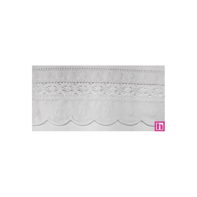 145741-000 PUNTILLA BATISTA+BOLILLO IZEL 70 MM. POLIESTER 50%-ALGODON 50% BLANCO Venta en piezas de 13.80 M