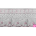 145741-011 PUNTILLA BATISTA+BOLILLO IZEL 70 MM. POLIESTER 50%-ALGODON 50% BLANCO/ROSA Venta en piezas de 13.80 M