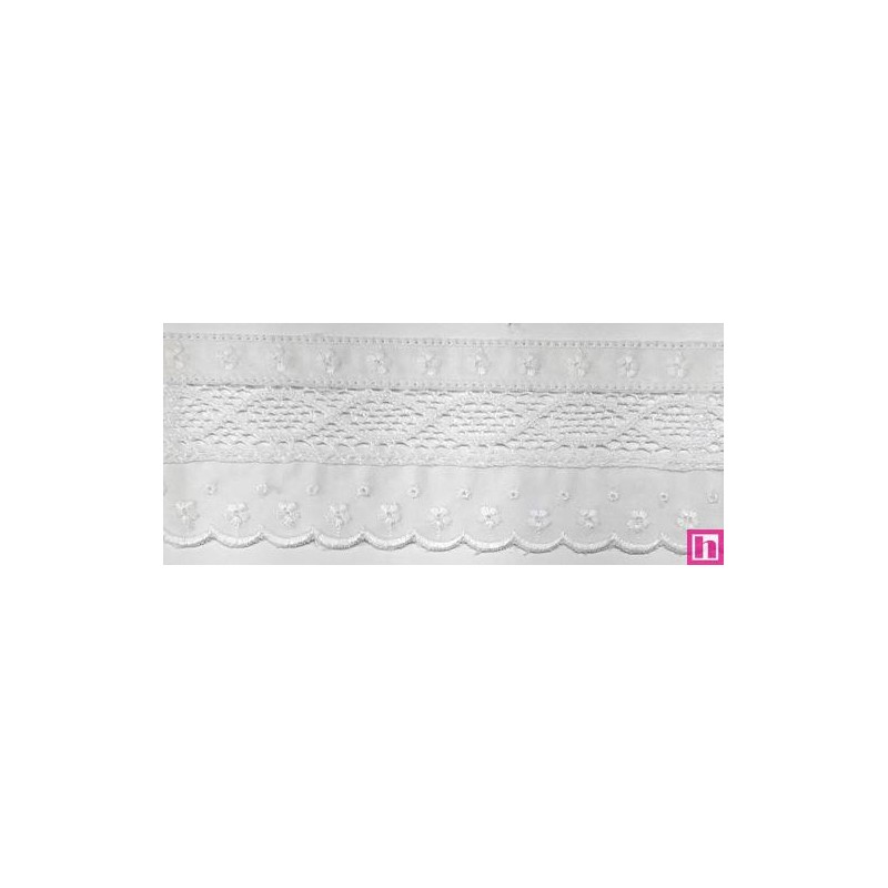 145742-000 PUNTILLA BATISTA+BOLILLO DAREL 60 MM. POLIESTER 50%-ALGODON 50% BLANCO Venta en piezas de 13.80 M