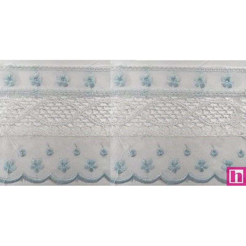 145742-021 PUNTILLA BATISTA+BOLILLO DAREL 60 MM. POLIESTER 50%-ALGODON 50% BLANCO/CELESTE Venta en piezas de 13.80 M