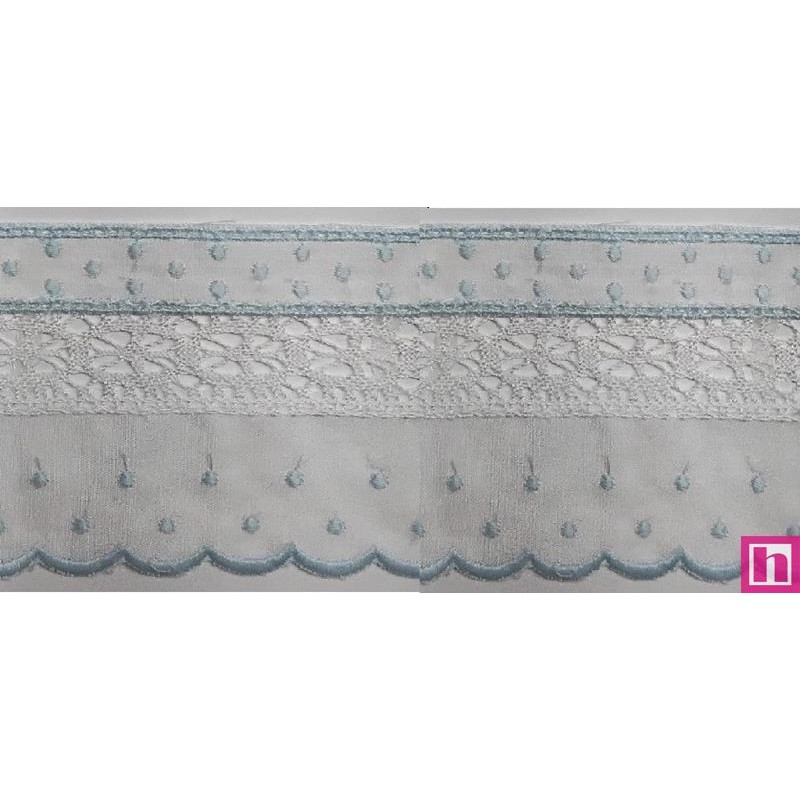 145743-021 PUNTILLA BATISTA+BOLILLO HELIAN 70 MM. POLIESTER 50%-ALGODON 50% BLANCO/CELESTE Venta en piezas de 13.80 M