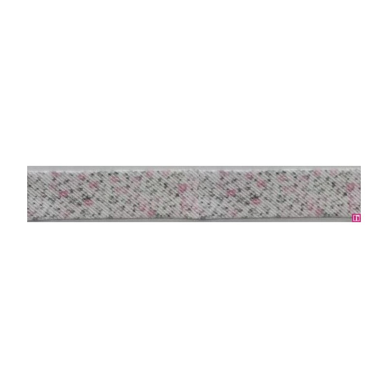 3287-18-01 BIES PERFILADO ZEITA-FLORAL 18 MM. POLIESTER 70%-ALGODON 30% BLANCO/ROSA Venta en piezas de 25.00 M