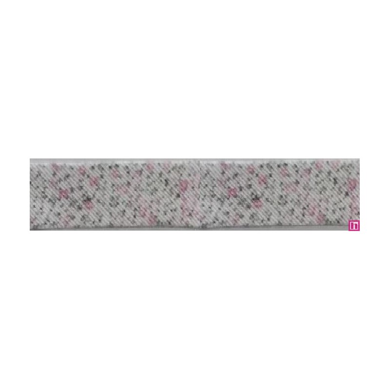 3287-30-01 BIES PERFILADO ZEITA-FLORAL 30 MM. POLIESTER 70%-ALGODON 30% BLANCO/ROSA Venta en piezas de 25.00 M