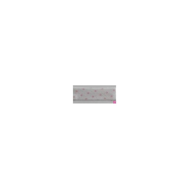 3312-18-01 BIES PERFILADO BELMIRO-ESTRELLA 18 MM. POLIESTER 70%-ALGODON 30% BLANCO/ROSA Venta en piezas de 25.00 M