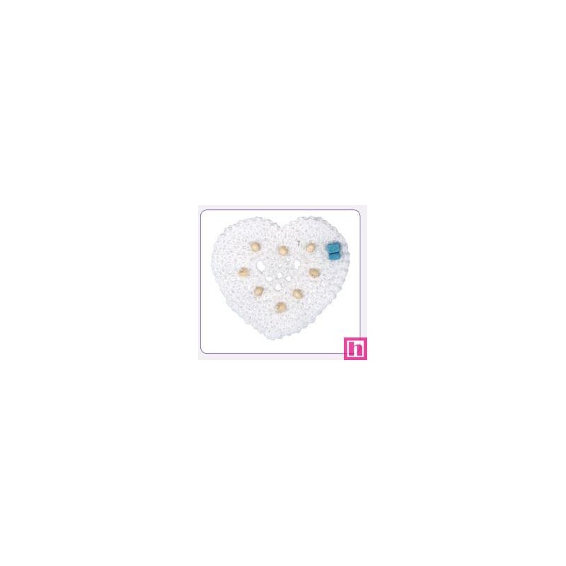 520172-01 APLICACION GANCHILLO ANALA CORAZON 50X50 MM. ALGODON 100% BLANCO Venta en piezas de 10.00 U