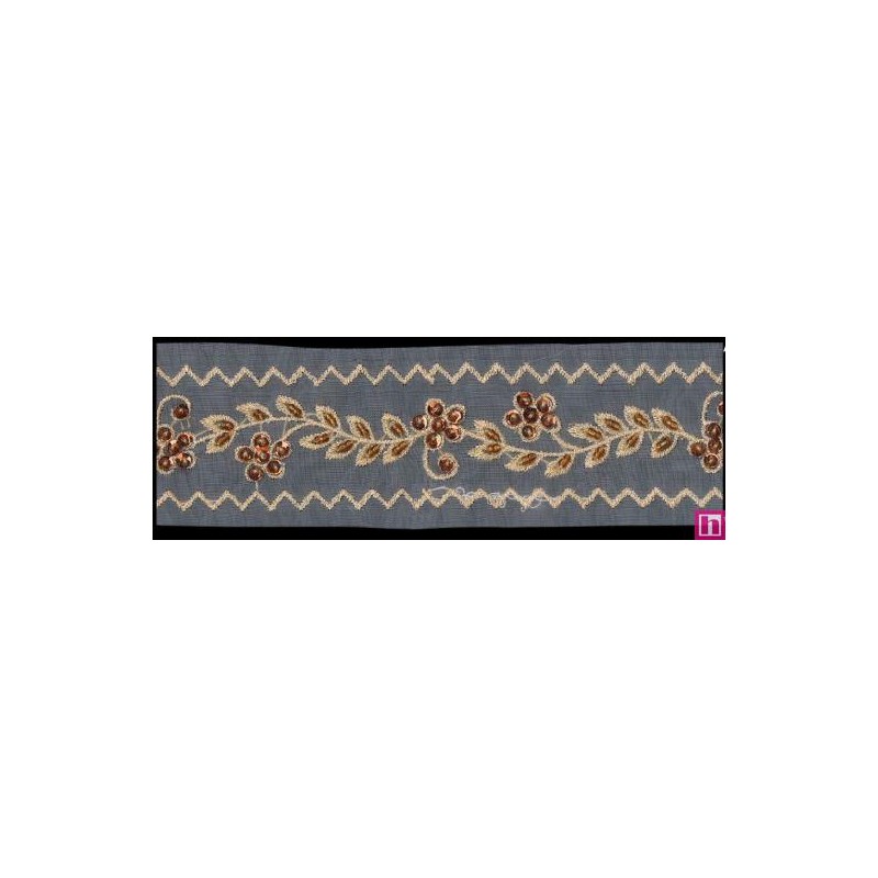 537380-102 GALON ORGANZA FANTASIA AFRODITA 40 MM. PET+METALLIC DORADO Venta en piezas de 12.90 M
