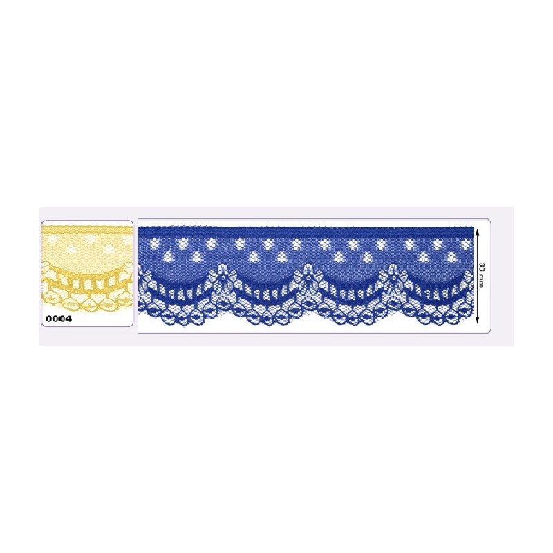 541258-004 PUNTILLA NYLON VILMA 35 MM. POLIESTER 100% AMARILLO Venta en piezas de 25.00 M