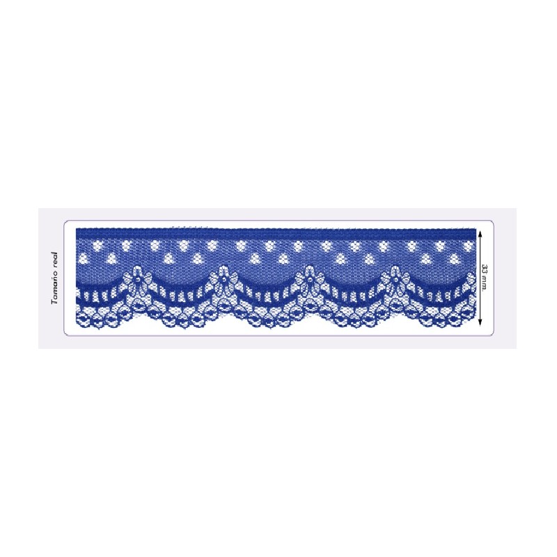 541258-019 PUNTILLA NYLON VILMA 35 MM. POLIESTER 100% AZUL Venta en piezas de 25.00 M