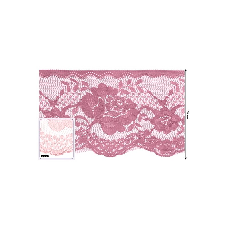 541260-006 PUNTILLA NYLON OREGANO 100 MM. POLIESTER 100% ROSA Venta en piezas de 25.00 M