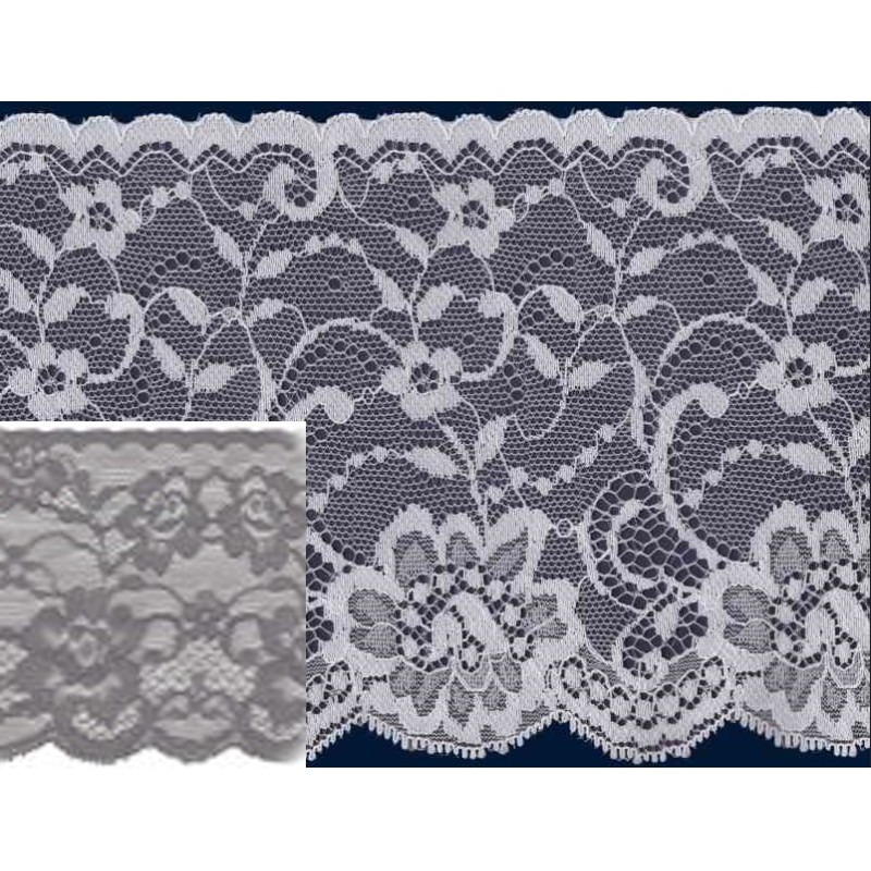 58590 FLORA PUNTILLA NYLON 110 MM. POLIAMIDA 100% GRIS Venta en piezas de 20.00 M