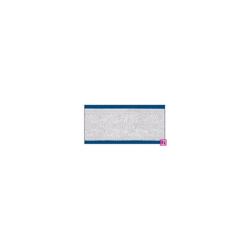 606031-30-01 CINTA JACQUARD MINOS 30 MM. POLIESTER 100% BLANCO/PLATA Venta en piezas de 10.00 M