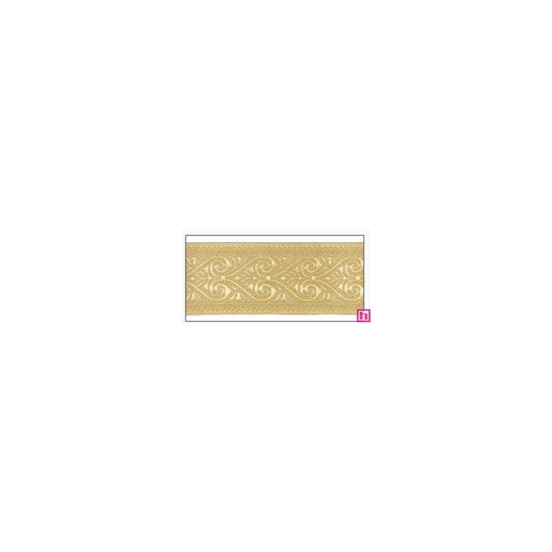 606031-30-100 CINTA JACQUARD MINOS 30 MM. POLIESTER 100% DORADO Venta en piezas de 10.00 M