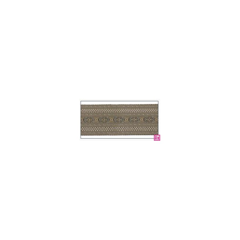 606033-50-03 CINTA JACQUARD CLEO 50 MM. POLIESTER 100% GRIS/DORADO Venta en piezas de 10.00 M