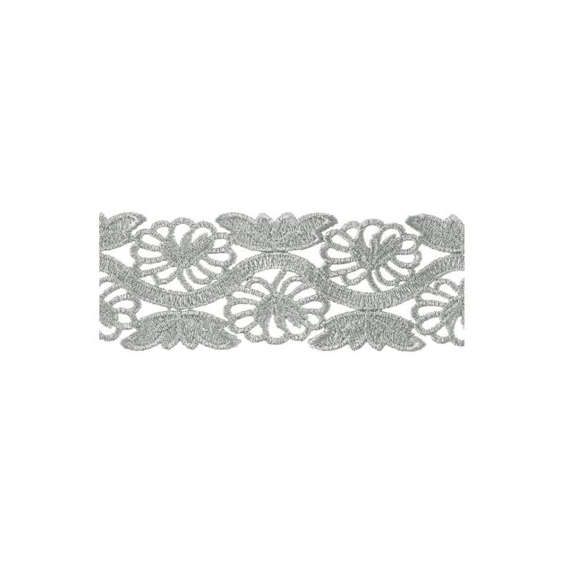 654716-101 PUNTILLA GUIPUR FANTASIA ISIS 60 MM. POLIESTER 100% PLATA Venta en piezas de 9.10 M