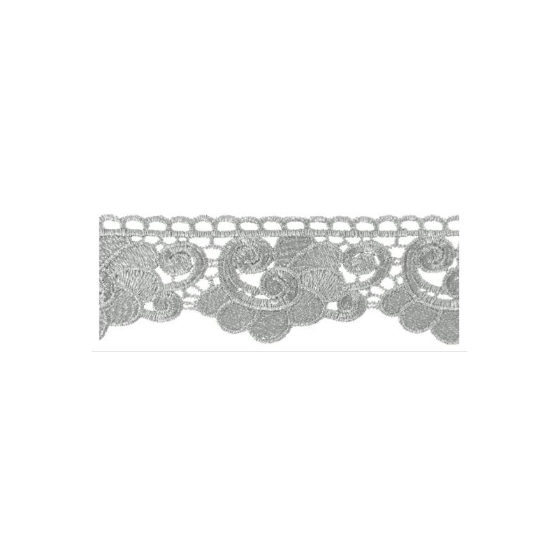 654718-101 PUNTILLA GUIPUR FANTASIA ISIS 56 MM. POLIESTER 100% PLATA Venta en piezas de 9.10 M