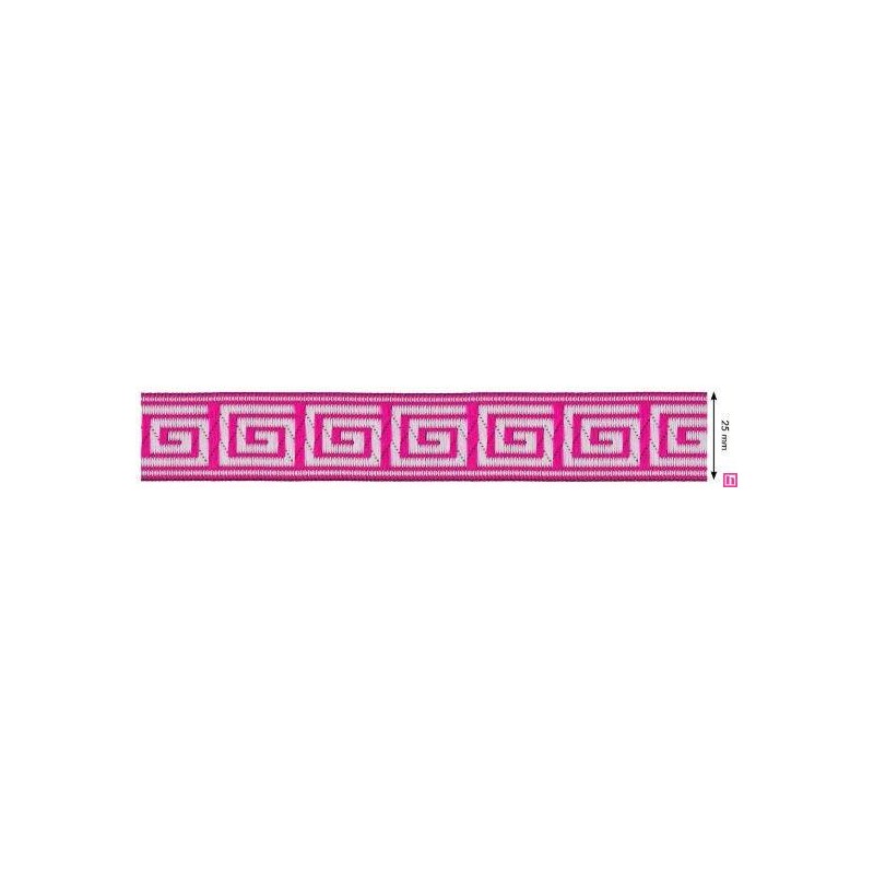 655364-07 CINTA JACQUARD TAFAR 25 MM. POLIESTER 100% FUCSIA Venta en piezas de 7.00 M