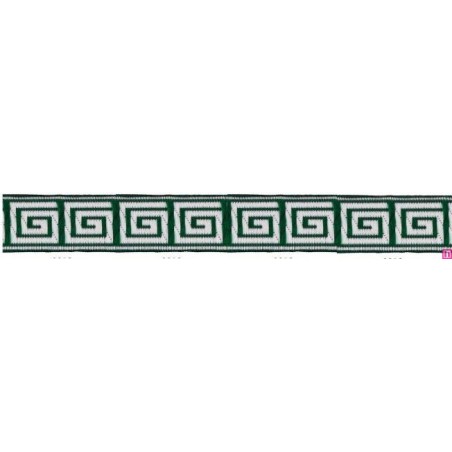 655364-13 CINTA JACQUARD TAFAR 25 MM. POLIESTER 100% VERDE Venta en piezas de 7.00 M