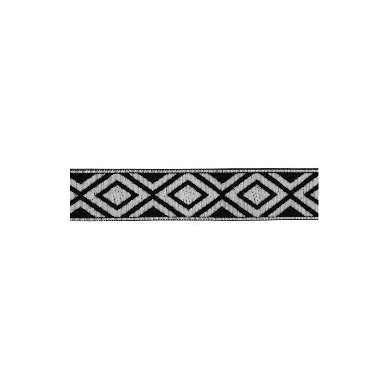 655375-101 CINTA JACQUARD RAYAN 33 MM. POLIESTER 100% NEGRO/PLATA Venta en piezas de 7.00 M