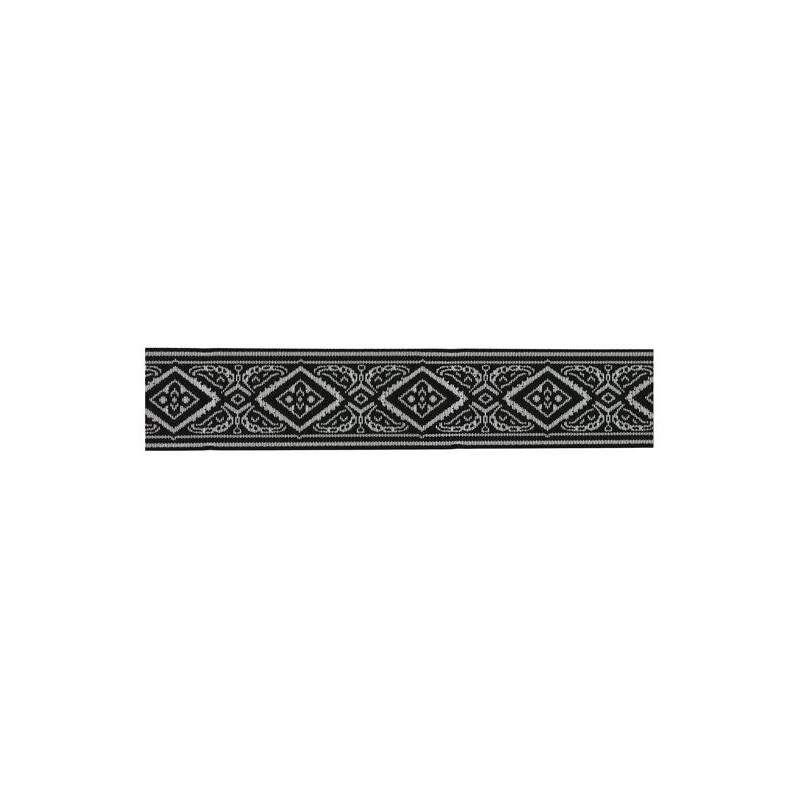 655377-101 CINTA JACQUARD RAYAN 33 MM. POLIESTER 100% NEGRO/PLATA Venta en piezas de 7.00 M
