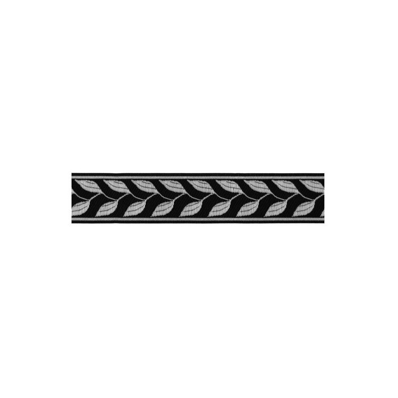 655378-101 CINTA JACQUARD RAYAN 33 MM. POLIESTER 100% NEGRO/PLATA Venta en piezas de 7.00 M