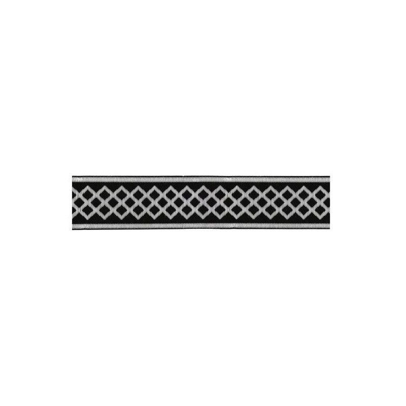 655379-101 CINTA JACQUARD RAYAN 33 MM. POLIESTER 100% NEGRO/PLATA Venta en piezas de 7.00 M