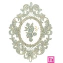 66645 APLICACION TUL BORDADO AZRA 140X190 MM. POLIESTER 100% VERDE/MARFIL Venta en piezas de 1.00 C
