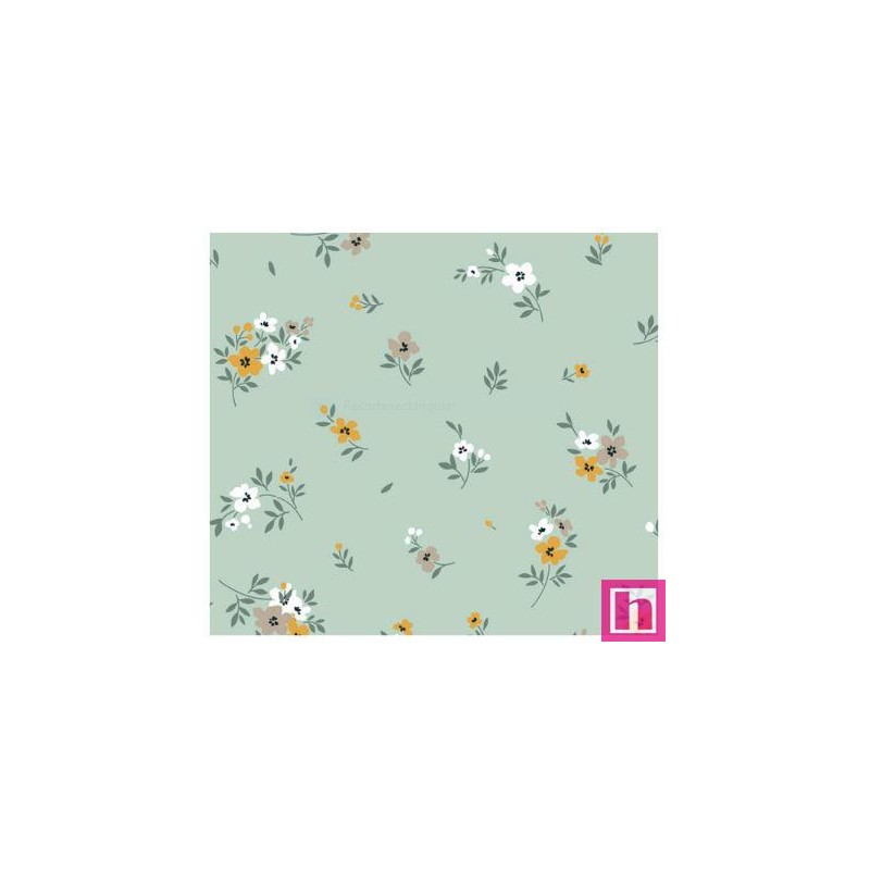 67046 DOBLE GASA ESTAMPADA THELMA (03) 135 CM. 128 GR/M2. ALGODON 100% VERDE Venta en piezas de 6.00 M