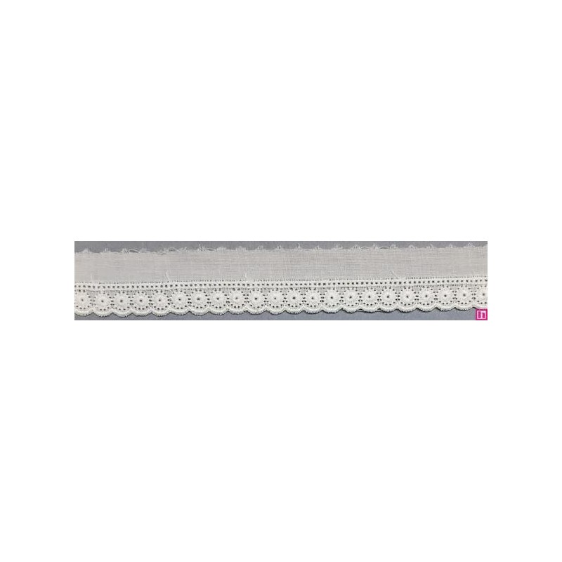 67145 REMATE BATISTA DAILA 12 MM. ALGODON 100% BLANCO Venta en piezas de 13.80 M