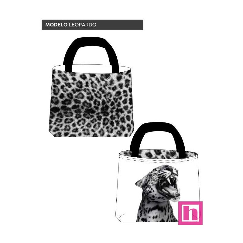 67421 TOTE BAGS LEOPARDO -REVERSIBLE Y REPELENTE AL AGUA (01) 45X50 CMS. POLIESTER 100% BLANCO/NEGRO Venta en piezas de 1.00 U