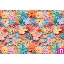 67498 PERCALE ESTAMPADO 3D ANEMOME (01) 1.50 M. 115 GR/M2. ALGODON 100% CORAL/MULTI Venta en piezas de 10.00 M