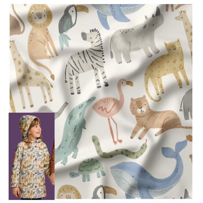 67644 TEJIDO ANORAK-IMPERMEABLE BABIES-ZOO (01) 140 CM. 220 GR/M2. POLIURETANO 100% BLANCO Venta en piezas de 10.00 M