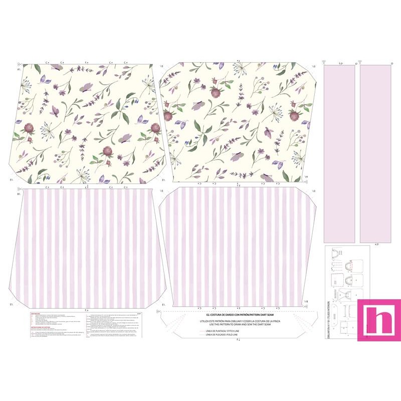 68149 TOTE BAGS RAYAS Y FLORES - REVERSIBLE Y REPELENTE AL AGUA (40) 45X50 CMS. POLIESTER 100% CELESTE Venta en piezas de 1.00