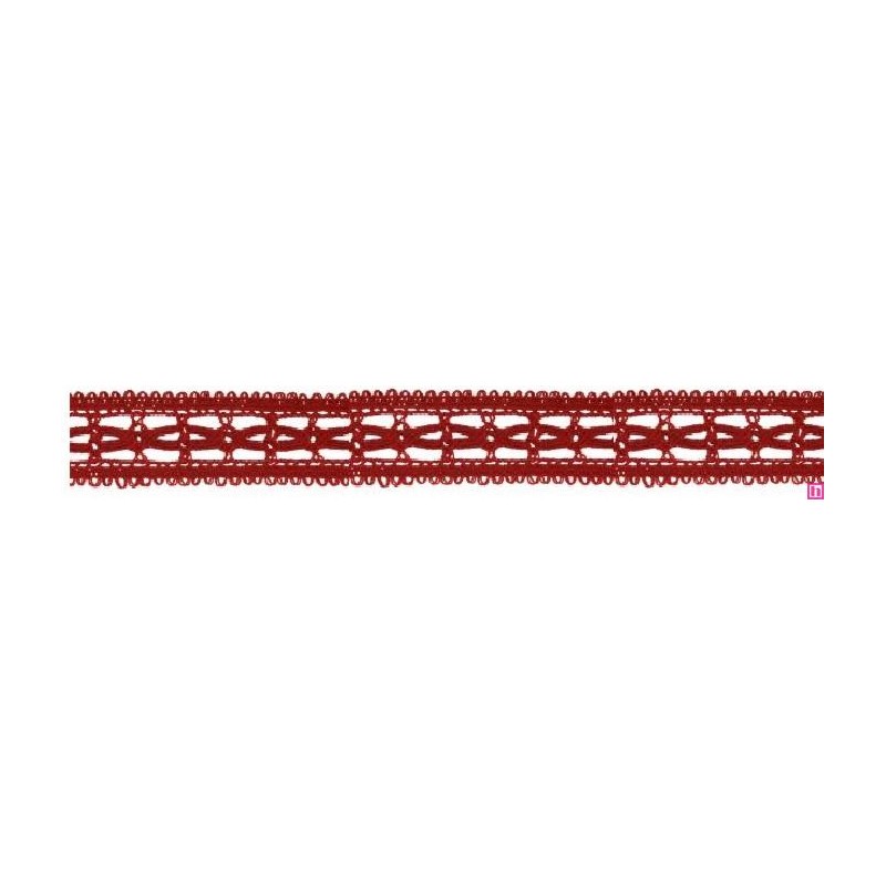 727387-0009 ENTREDOS BOLILLO NIARA 23 MM. POLIESTER 100% ROJO Venta en piezas de 25.00 M
