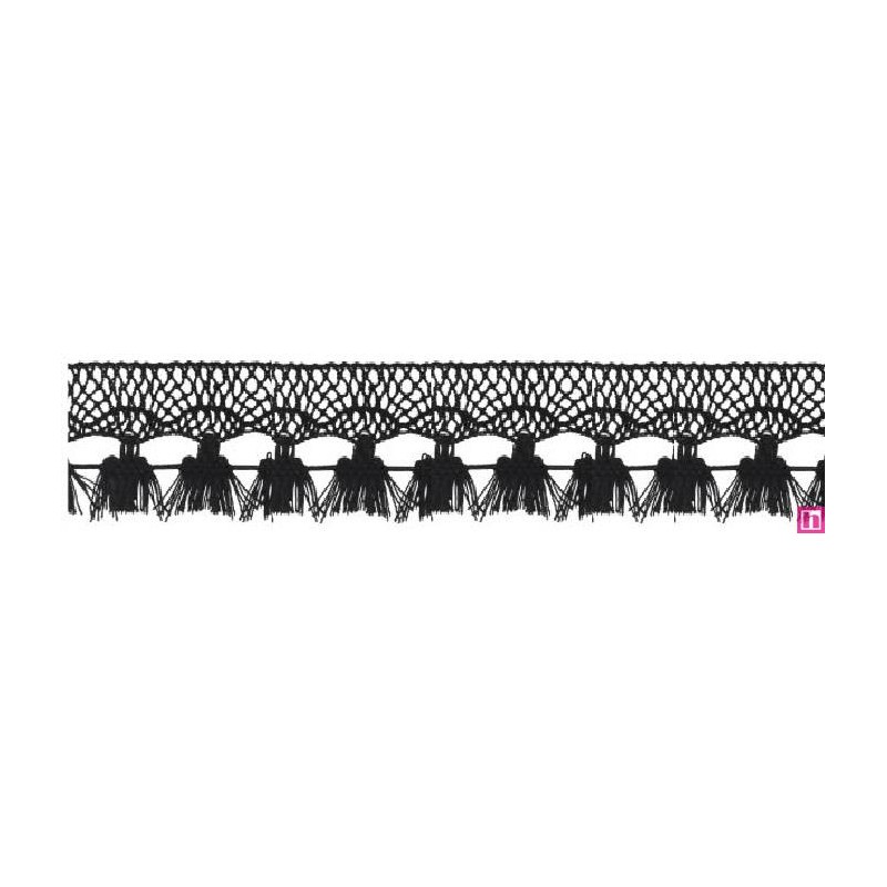 727388-002 FLECO BOLILLO SHAIRA 30 MM. POLIESTER 100% NEGRO Venta en piezas de 25.00 M