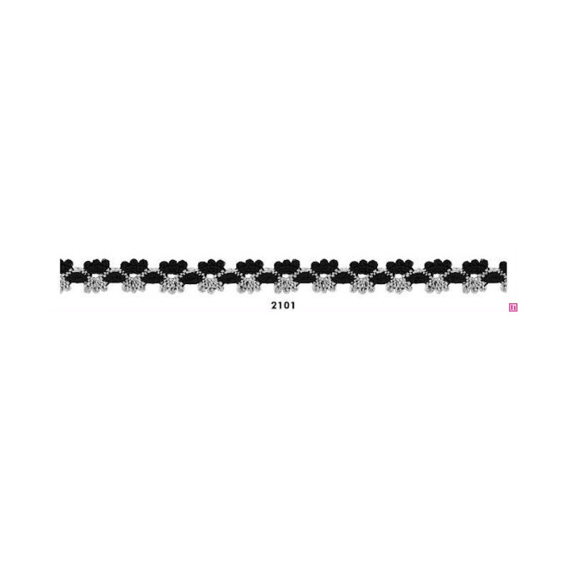727391-2101 REMATE FANTASIA ANAYA 10 MM. POLIESTER 100% NEGRO/PLATA Venta en piezas de 25.00 M