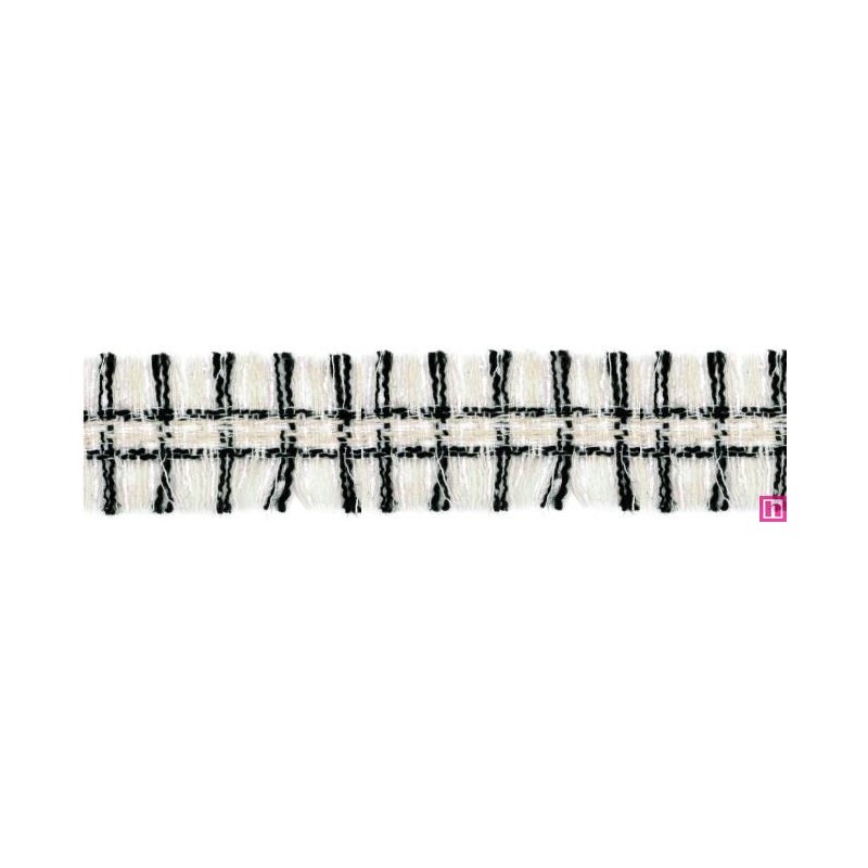 901033-02 GALON FLECO FANTASIA JASIRA 42 MM. POLIESTER 100% NATURAL/NEGRO Venta en piezas de 10.00 M
