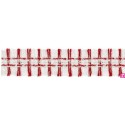 901033-09 GALON FLECO FANTASIA JASIRA 42 MM. POLIESTER 100% NATURAL/ROJO Venta en piezas de 10.00 M