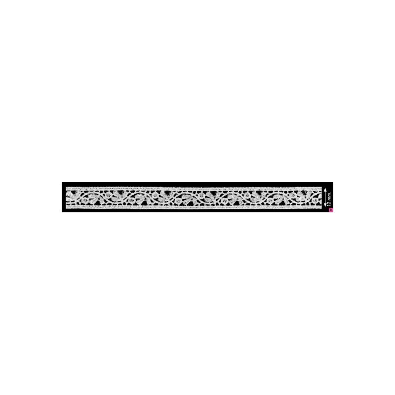 908249-0001 GALON GUIPUR FANTASIA AICHA 12 MM. POLIESTER + POLIETILENO BLANCO Venta en piezas de 13.70 M