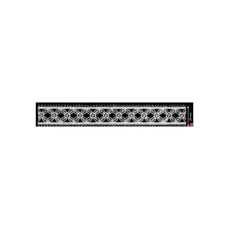 908250-0001 GALON GUIPUR FANTASIA AICHA 23 MM. POLIESTER + POLIETILENO BLANCO Venta en piezas de 13.70 M