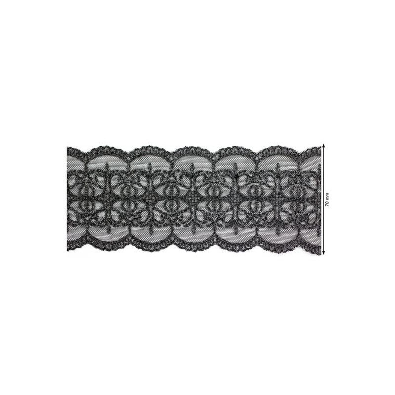 908258-103 GALON TUL FANTASIA 70 MM. GAMORA POLIESTER 100% PLATA Venta en piezas de 9.10 M