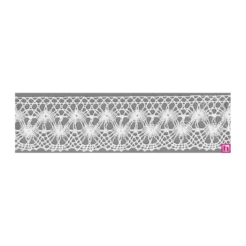 9305-0 PUNTILLA BOLILLO ORNELA 40 MM. ALGODON 100% BLANCO Venta en piezas de 25.00 M