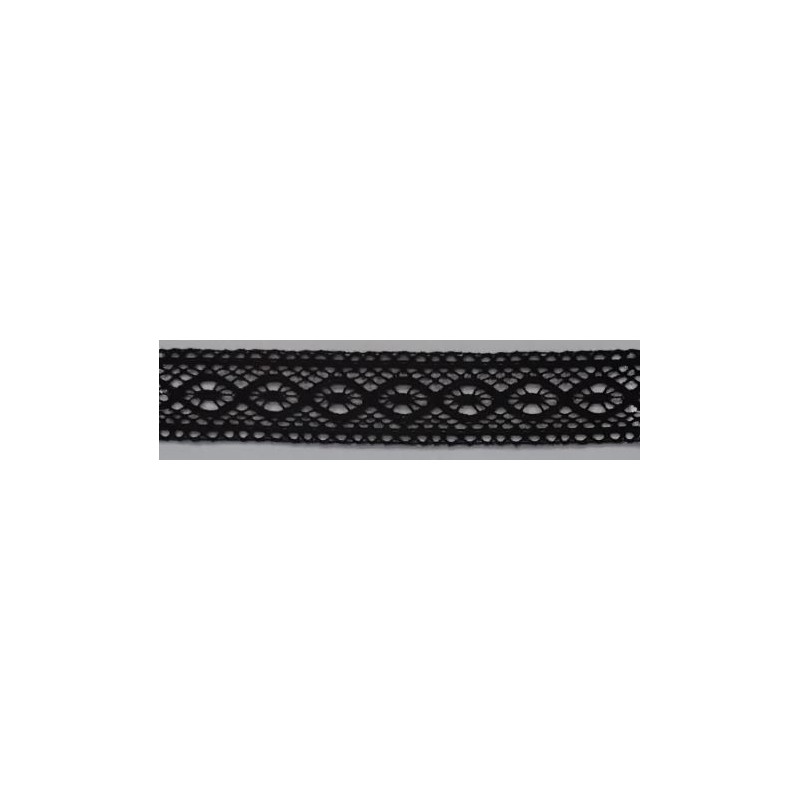 9316-004 ENTREDOS BOLILLO ENEBRO 25 MM. ALGODON 100% NEGRO Venta en piezas de 25.00 M