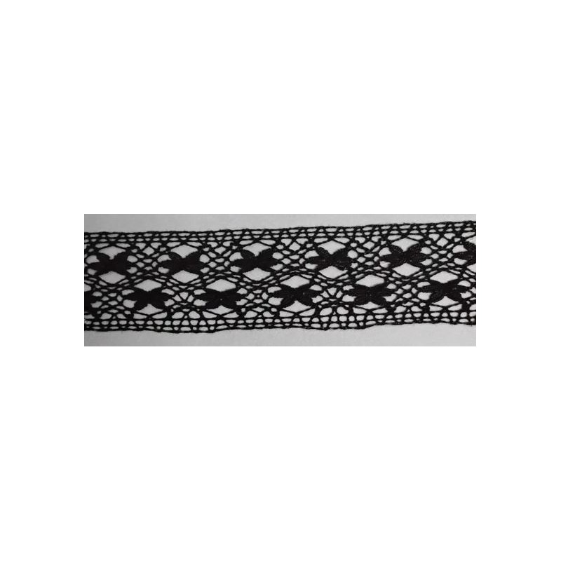 9319-004 ENTREDOS BOLILLO CLAVO 35 MM. ALGODON 100% NEGRO Venta en piezas de 25.00 M