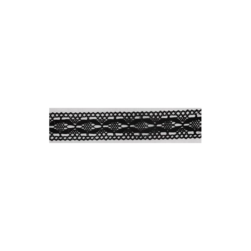 9327-004 ENTREDOS BOLILLO DAIKON 25 MM. ALGODON 100% NEGRO Venta en piezas de 25.00 M