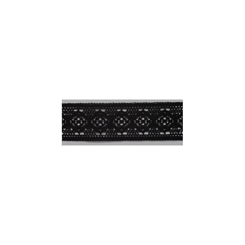 9334-004 ENTREDOS BOLILLO AJENUZ 45 MM. ALGODON 100% NEGRO Venta en piezas de 25.00 M