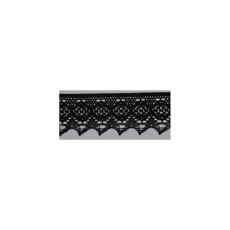 9335-004 PUNTILLA BOLILLO AJENUZ 55 MM. ALGODON 100% NEGRO Venta en piezas de 25.00 M