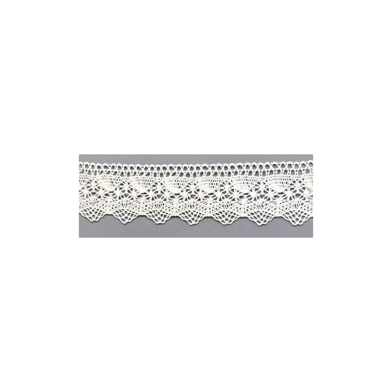 9337-000 PUNTILLA BOLILLO ALBAHACA 35 MM. ALGODON 100% BLANCO Venta en piezas de 25.00 M