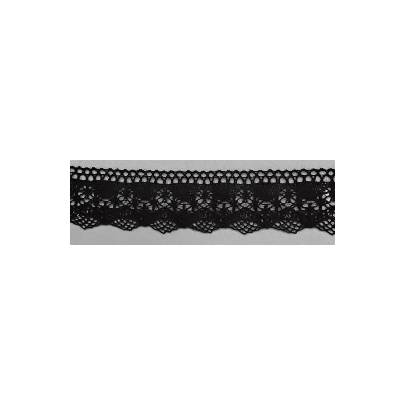 9337-004 PUNTILLA BOLILLO ALBAHACA 35 MM. ALGODON 100% NEGRO Venta en piezas de 25.00 M
