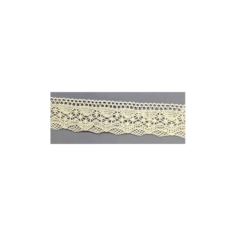 9337-102 PUNTILLA BOLILLO ALBAHACA 35 MM. ALGODON 100% MARFIL Venta en piezas de 25.00 M
